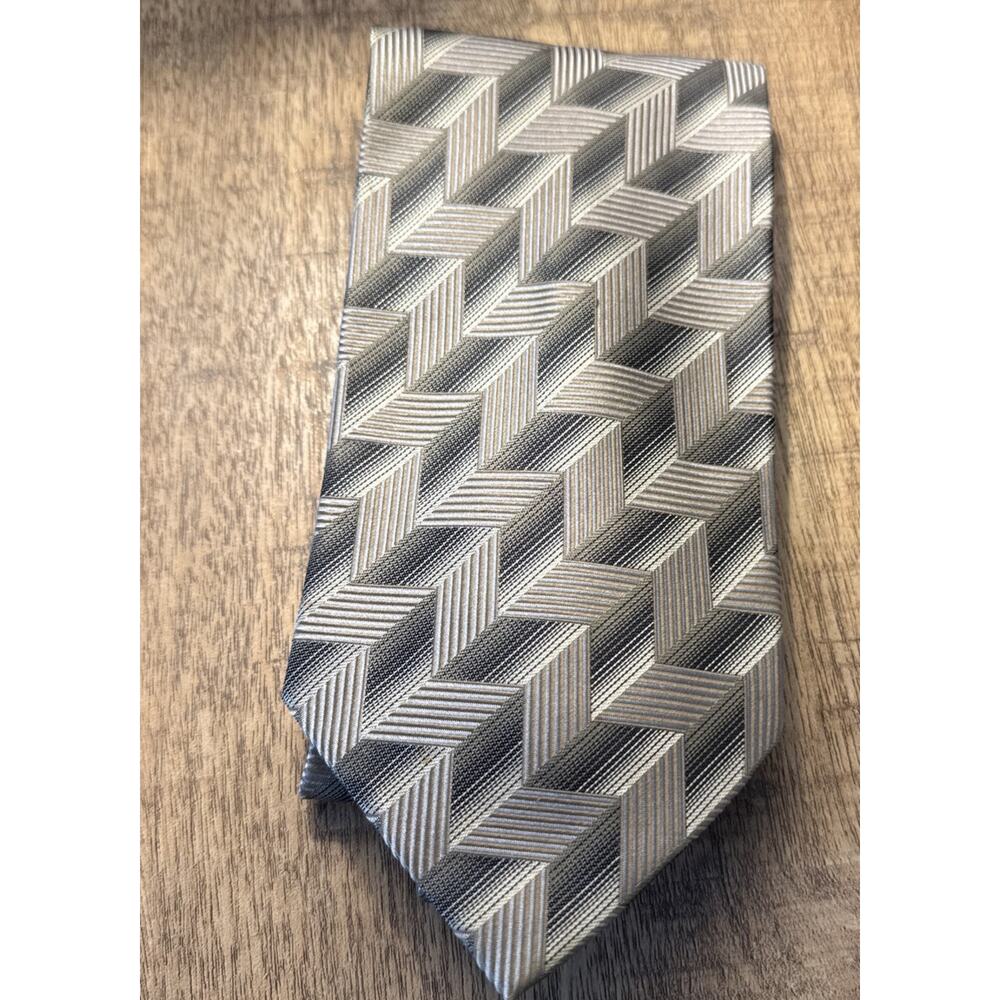 Emilio Romano Gray Tan Black Hand Made 100% Silk Men’s Neck Tie Made In Italy